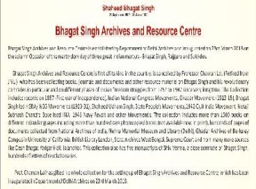Bhagat Singh Archives & Resource Centre